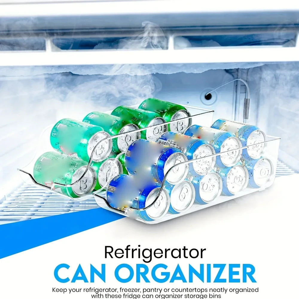Auto-Rolling Fridge Organizer Can Dispenser