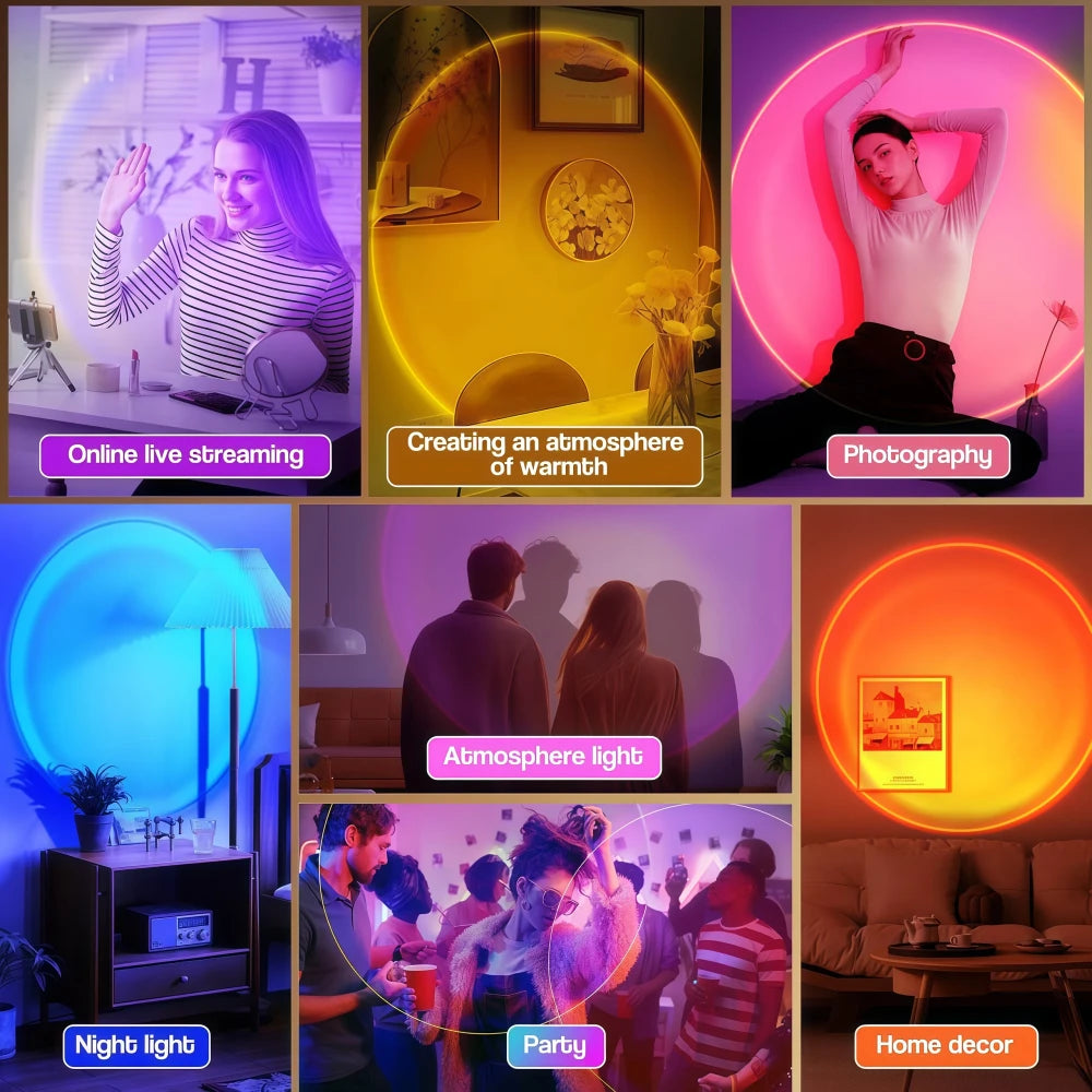 16-Color LED Sunset Lamp Projector